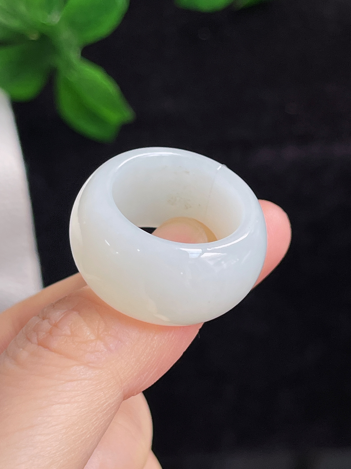 和田玉白玉宽版指环