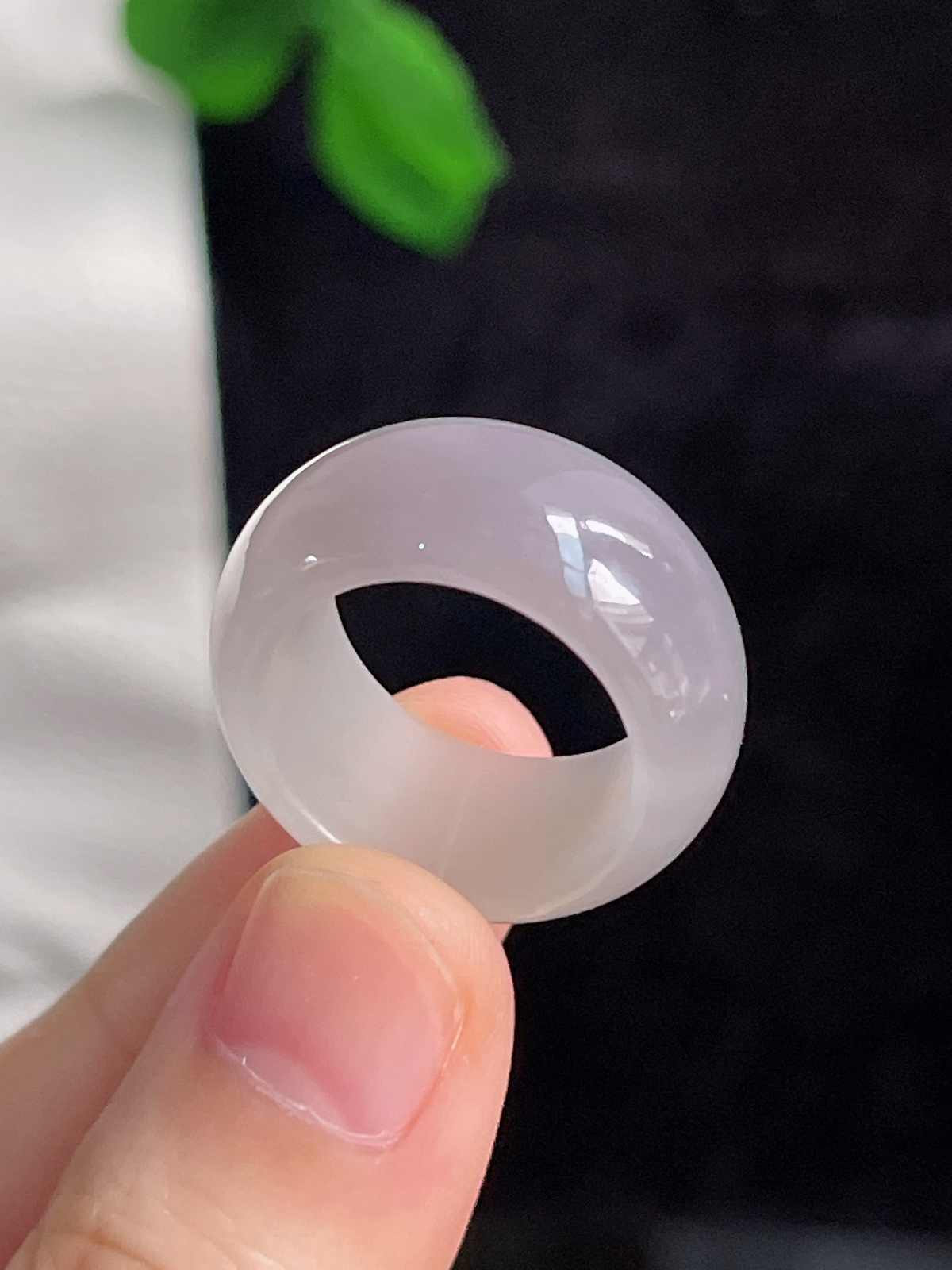 和田玉紫色宽版指环