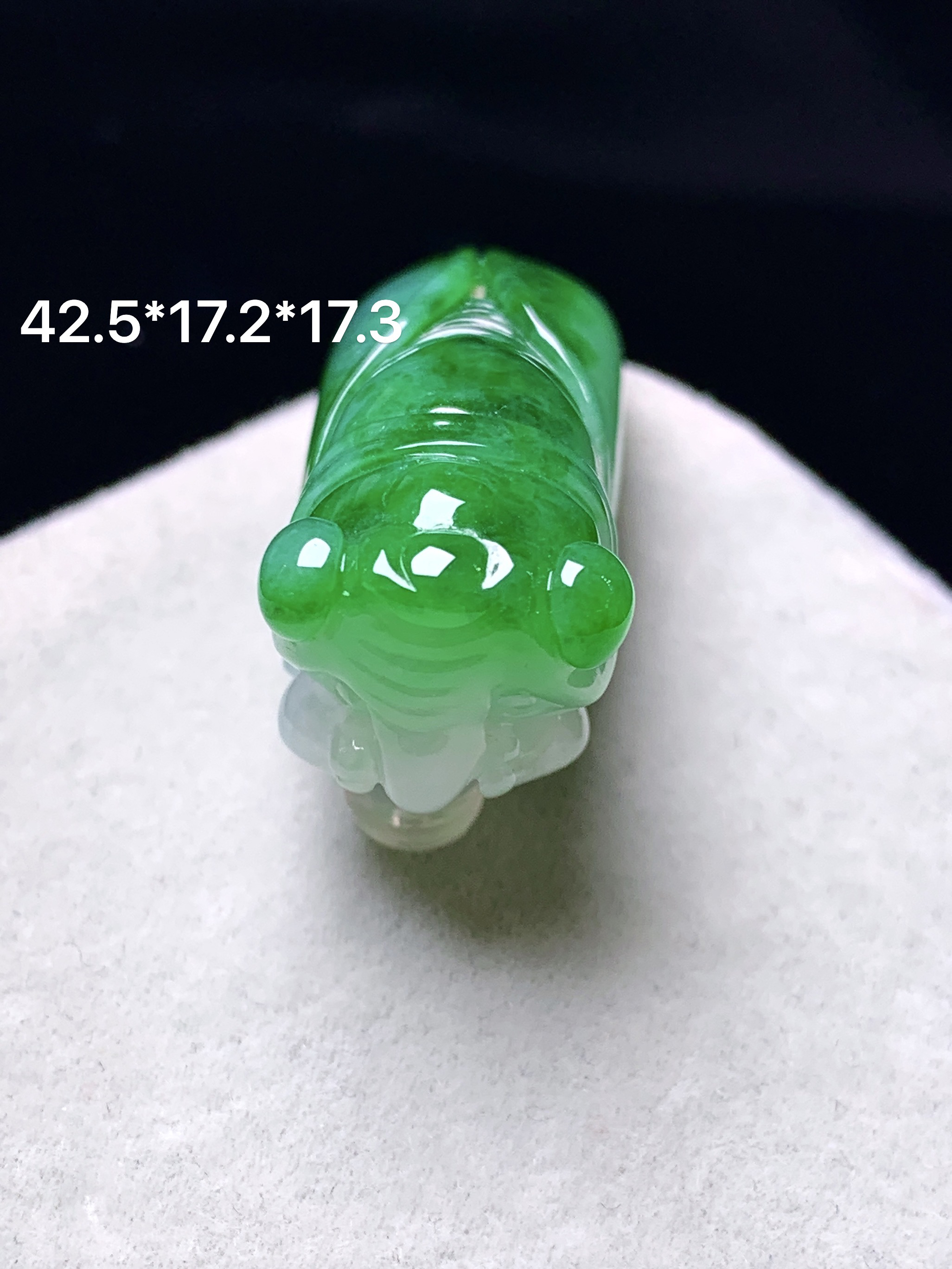 金蝉吊坠 玉质细腻 色泽艳丽清新 水润亮眼 整体尺寸43.5*17.2*17.3w1