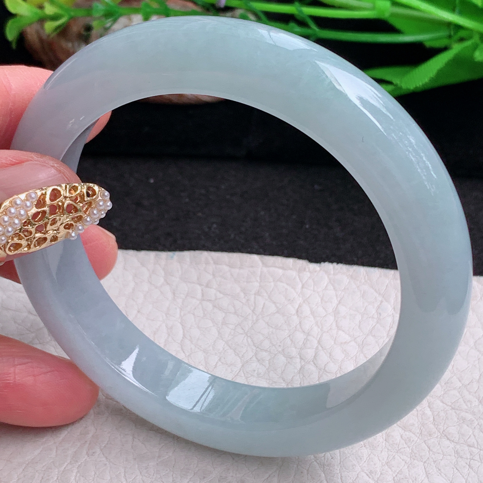 ee实拍59.5*12.3*9.5平安镯 缅甸翡翠a货手镯蓝紫大气女款正圈玉镯子