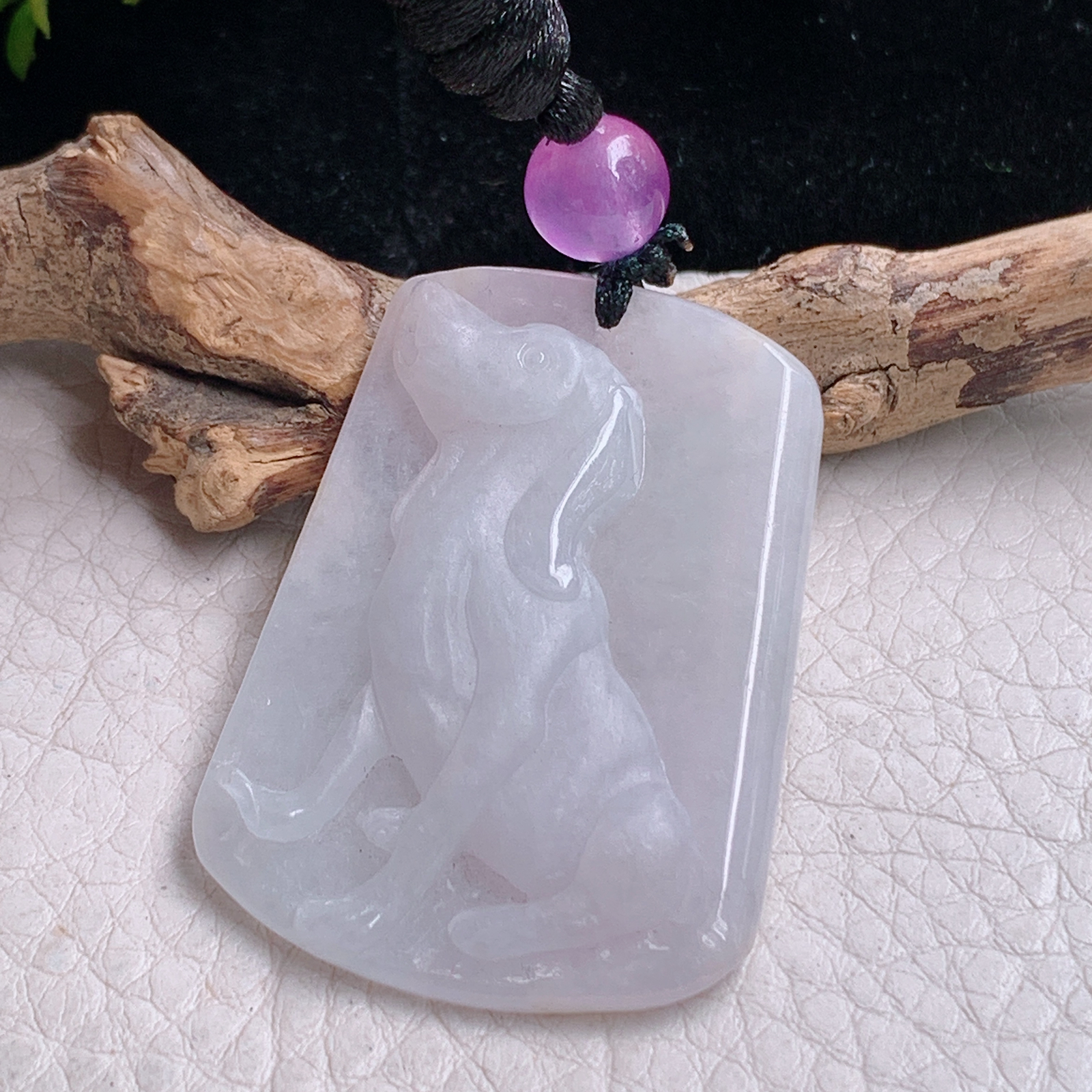 t实拍40.8*29.5*6缅甸翡翠A货精雕冰纯立体狗 招财旺财玉吊坠 玉挂件