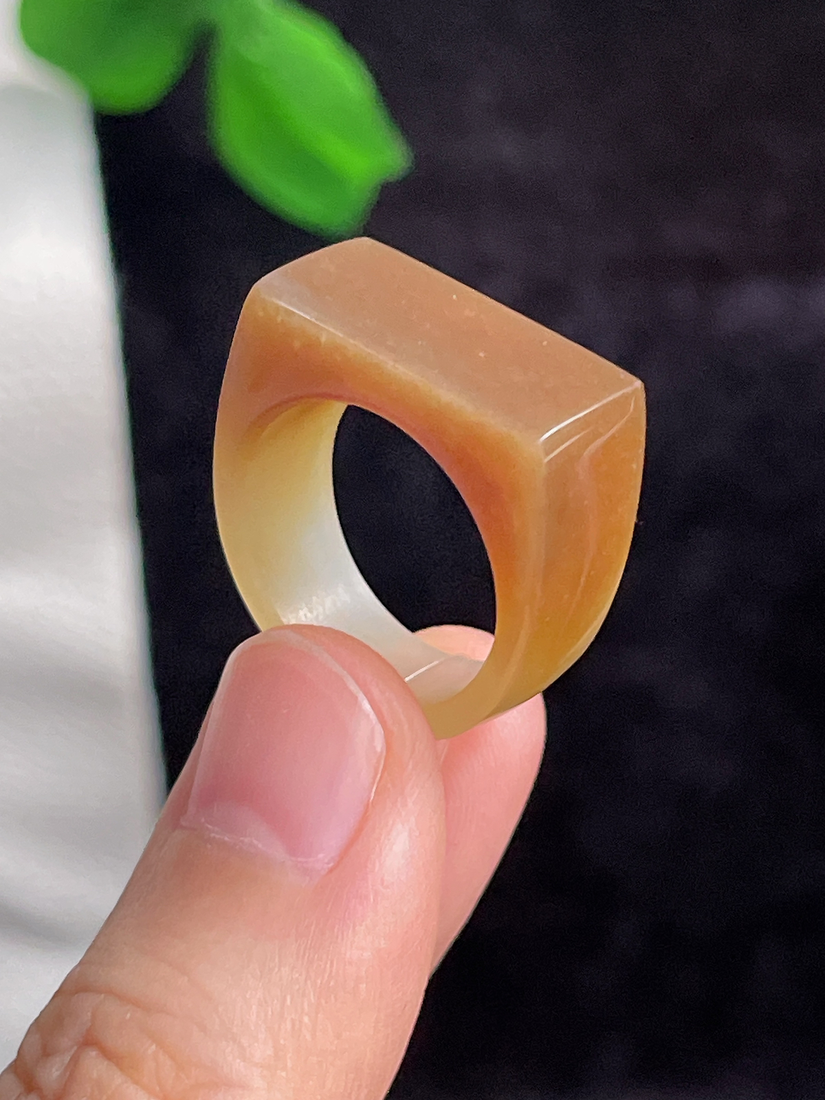 和田玉糖玉马鞍指环