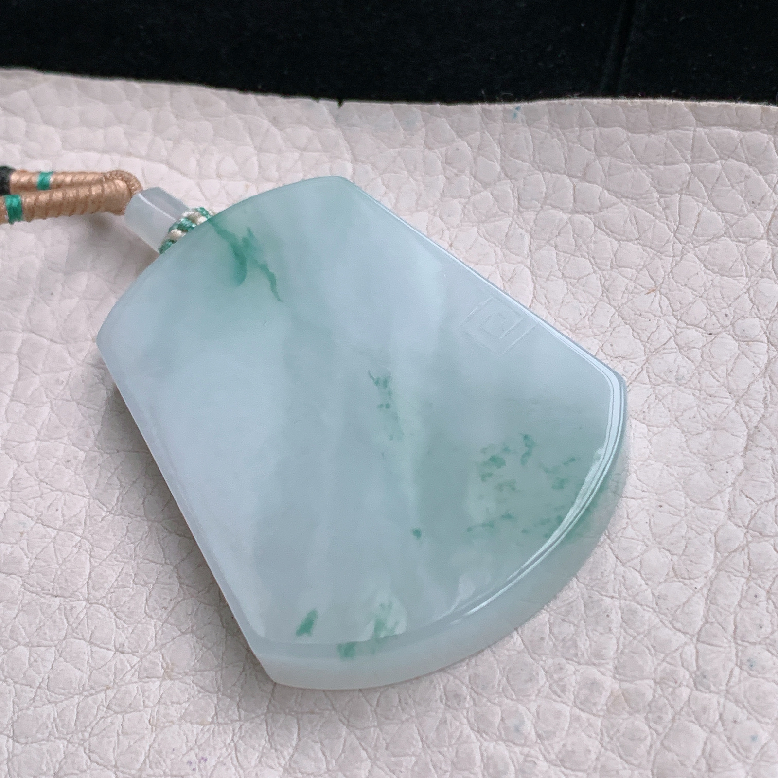 yl实拍51.5*40.6*8缅甸翡翠冰飘花平安无事牌 素面牌玉吊坠 玉挂件