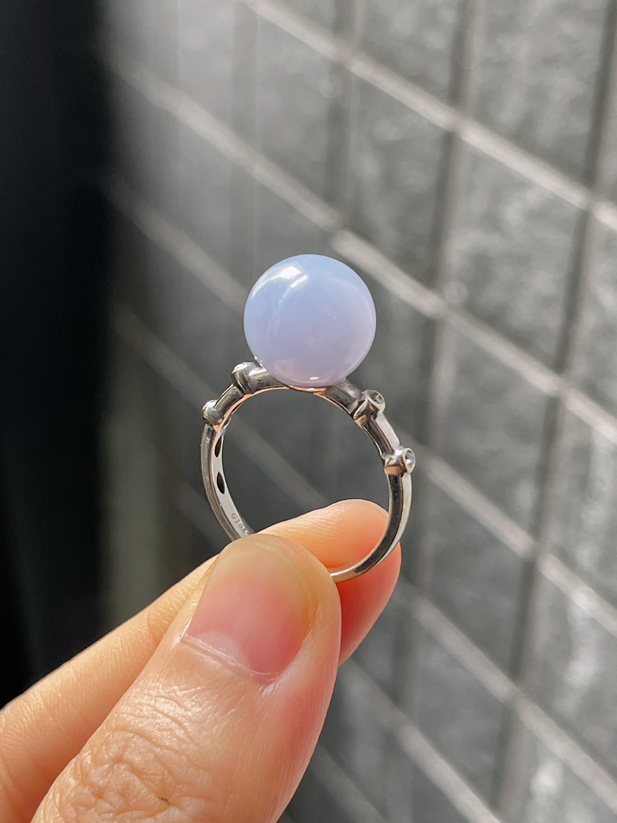 18k金 翡翠糯化种紫色戒指