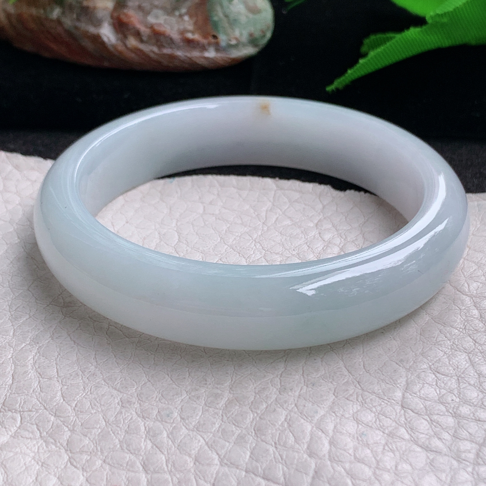 z实拍53*12.2*7.6平安镯 缅甸翡翠a货手镯清新纯美正圈玉镯子