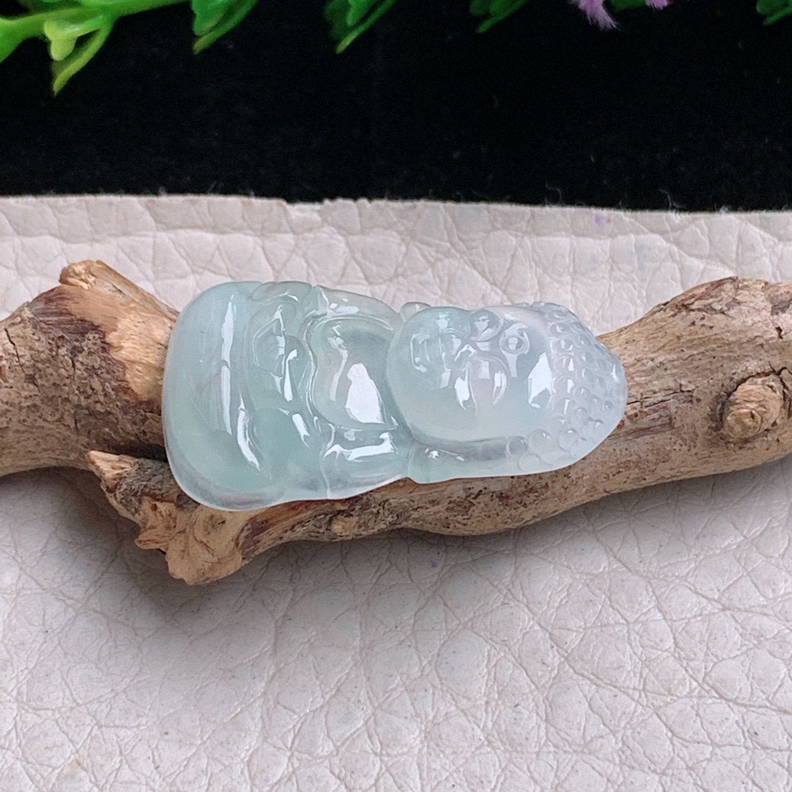 axm实拍29*18*5.2缅甸翡翠冰纯宝宝佛 开心佛玉吊坠 玉挂件