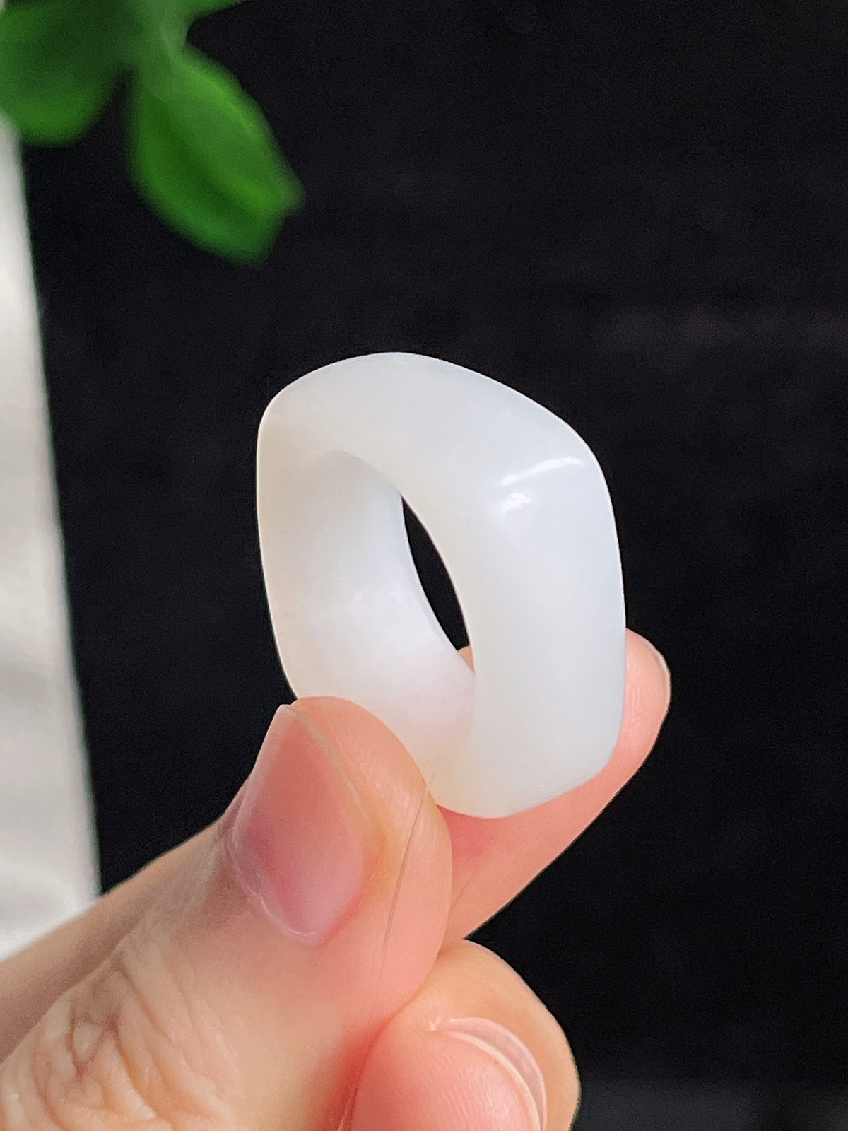 和田玉白玉方形指环