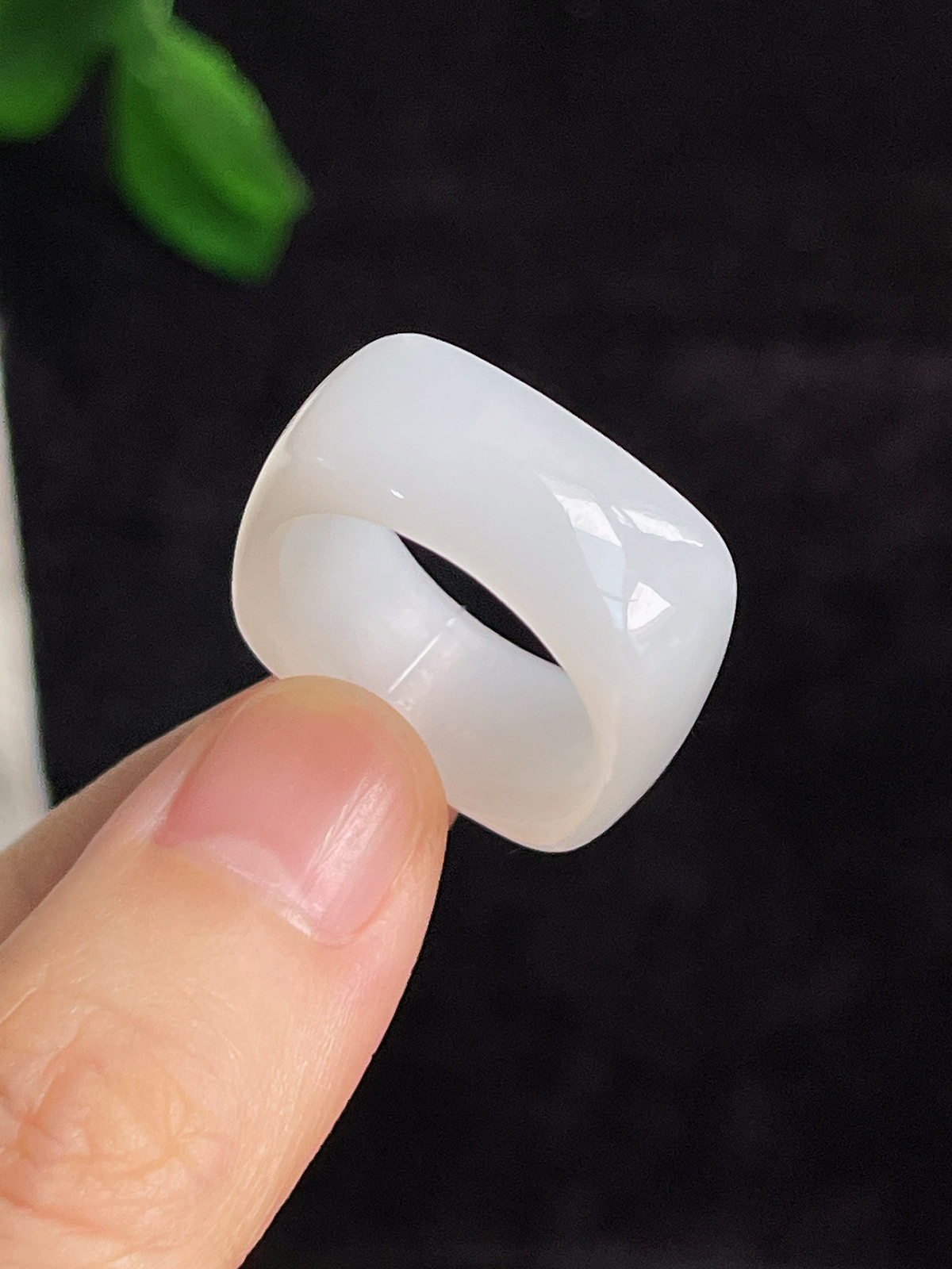 和田玉白玉方形指环