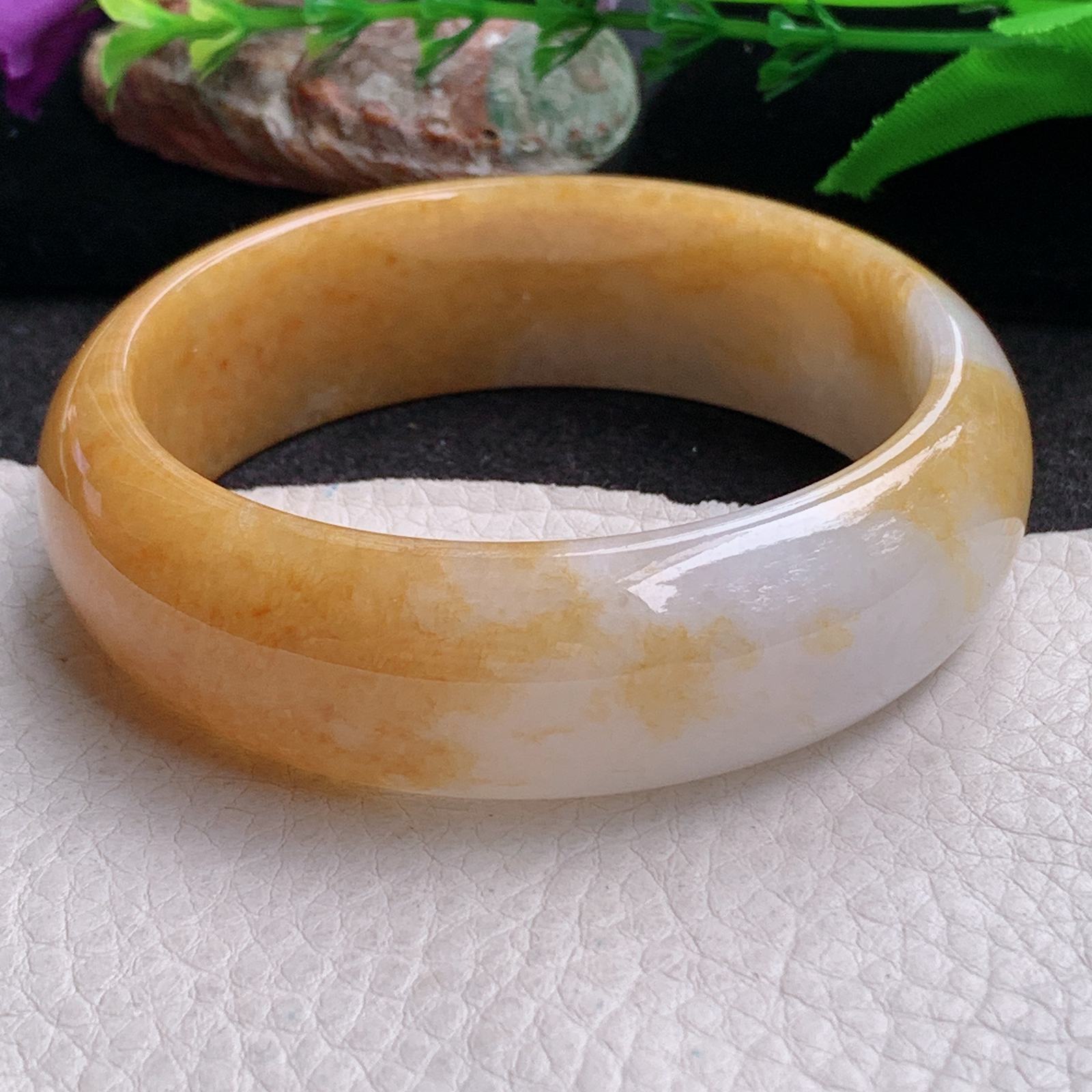 ss稀有大圈口轮胎招财60.5*19.6*8 缅甸翡翠a货手镯黄翡正圈玉镯子