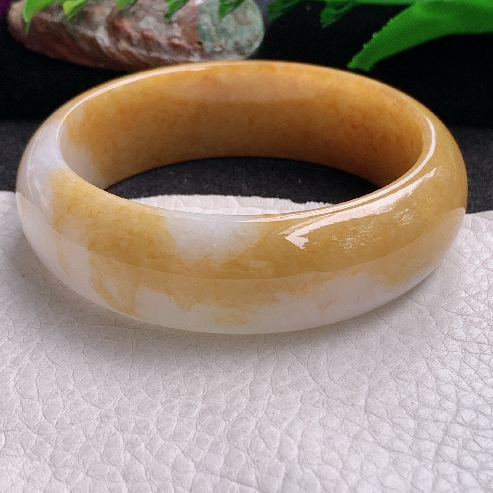 ss稀有大圈口轮胎招财60.5*19.6*8 缅甸翡翠a货手镯黄翡正圈玉镯子