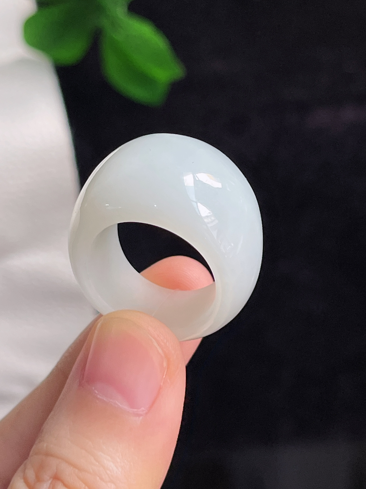 和田玉白玉馒头指环