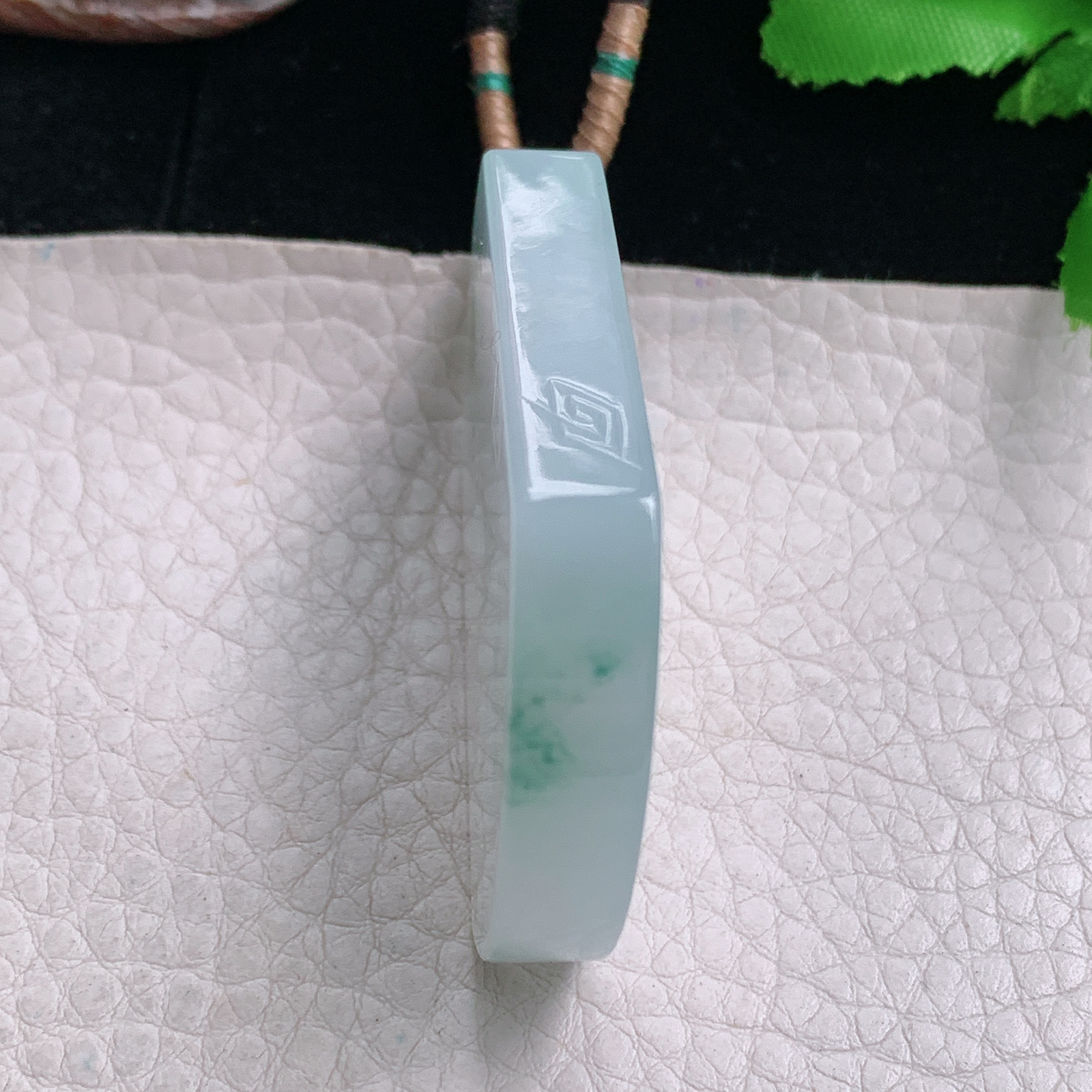 yl实拍51.5*40.6*8缅甸翡翠冰飘花平安无事牌 素面牌玉吊坠 玉挂件