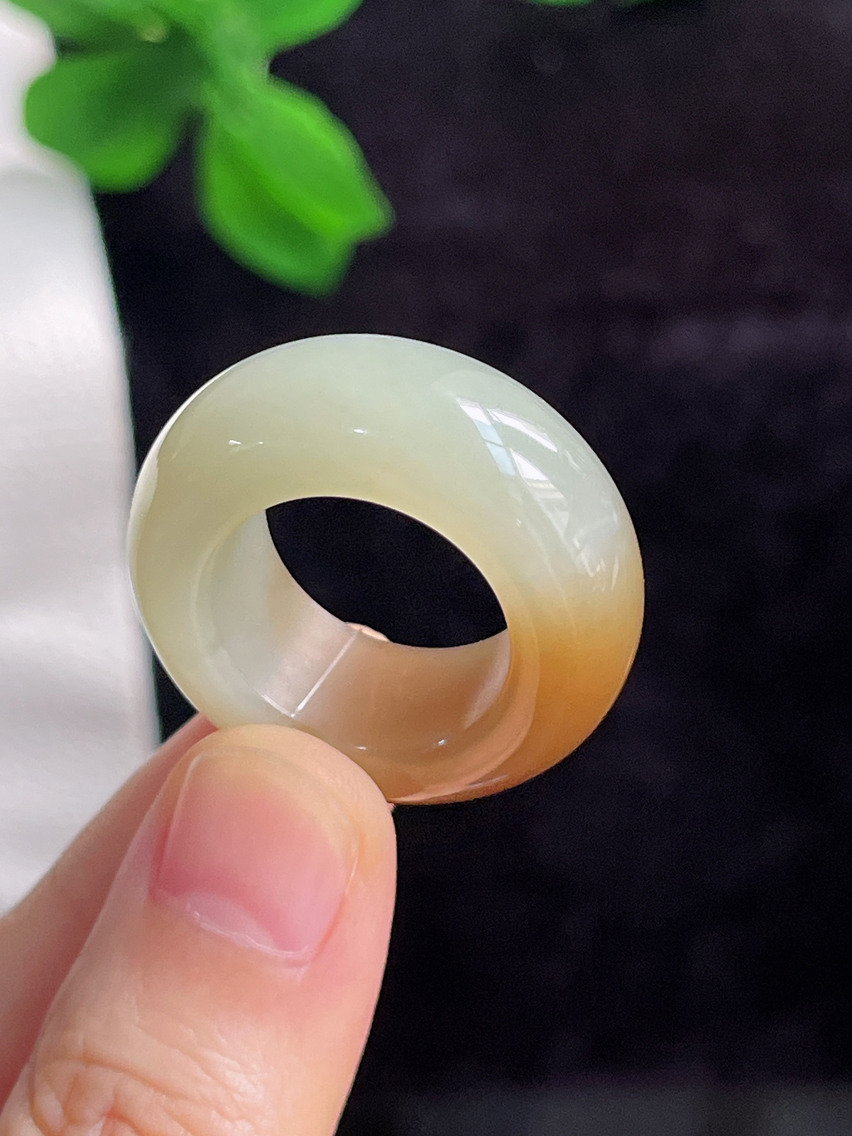 和田玉糖玉宽版指环