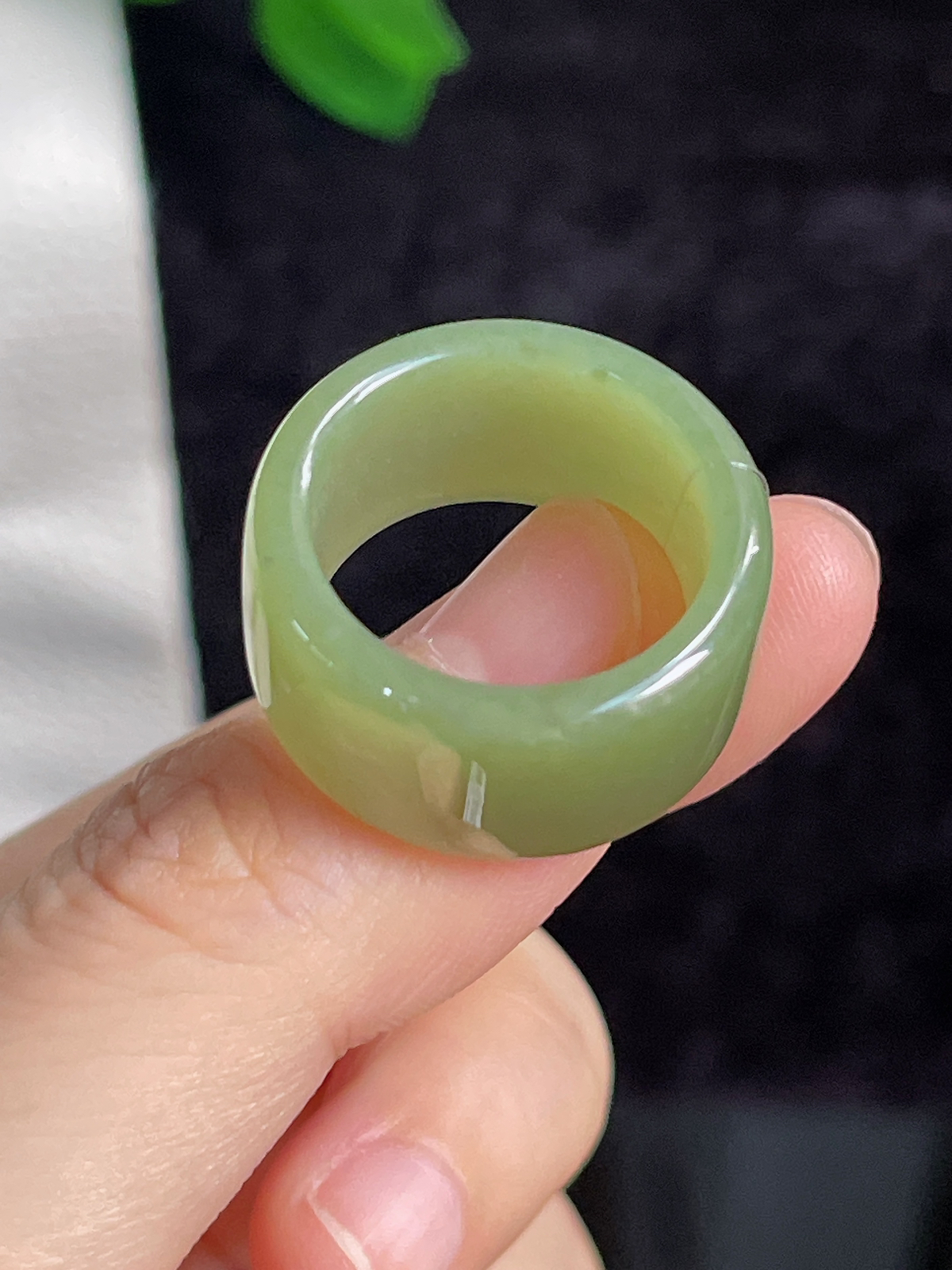 和田玉宽版指环