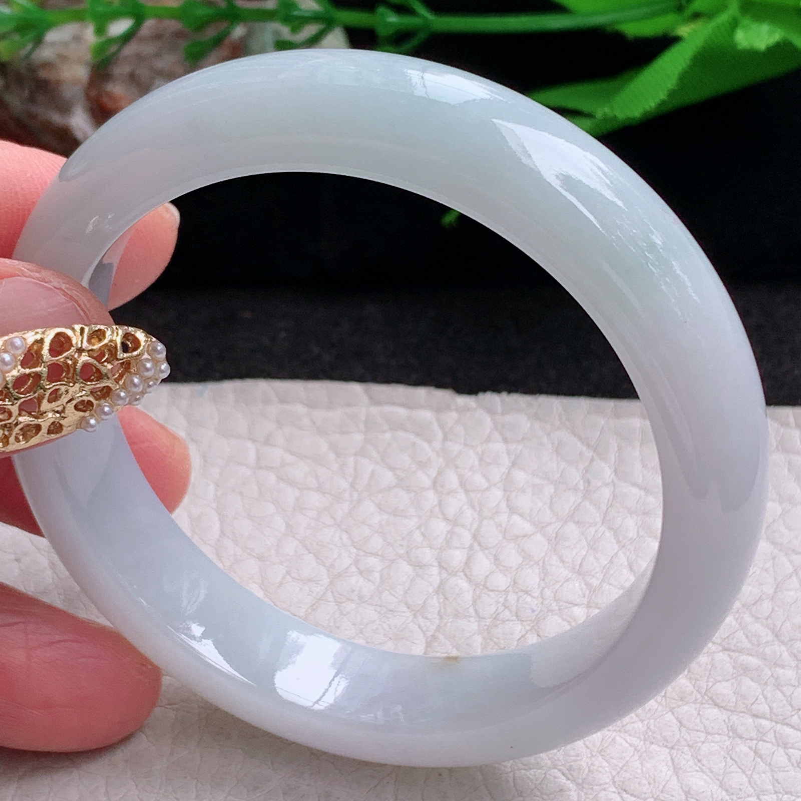 z实拍53*12.2*7.6平安镯 缅甸翡翠a货手镯清新纯美正圈玉镯子