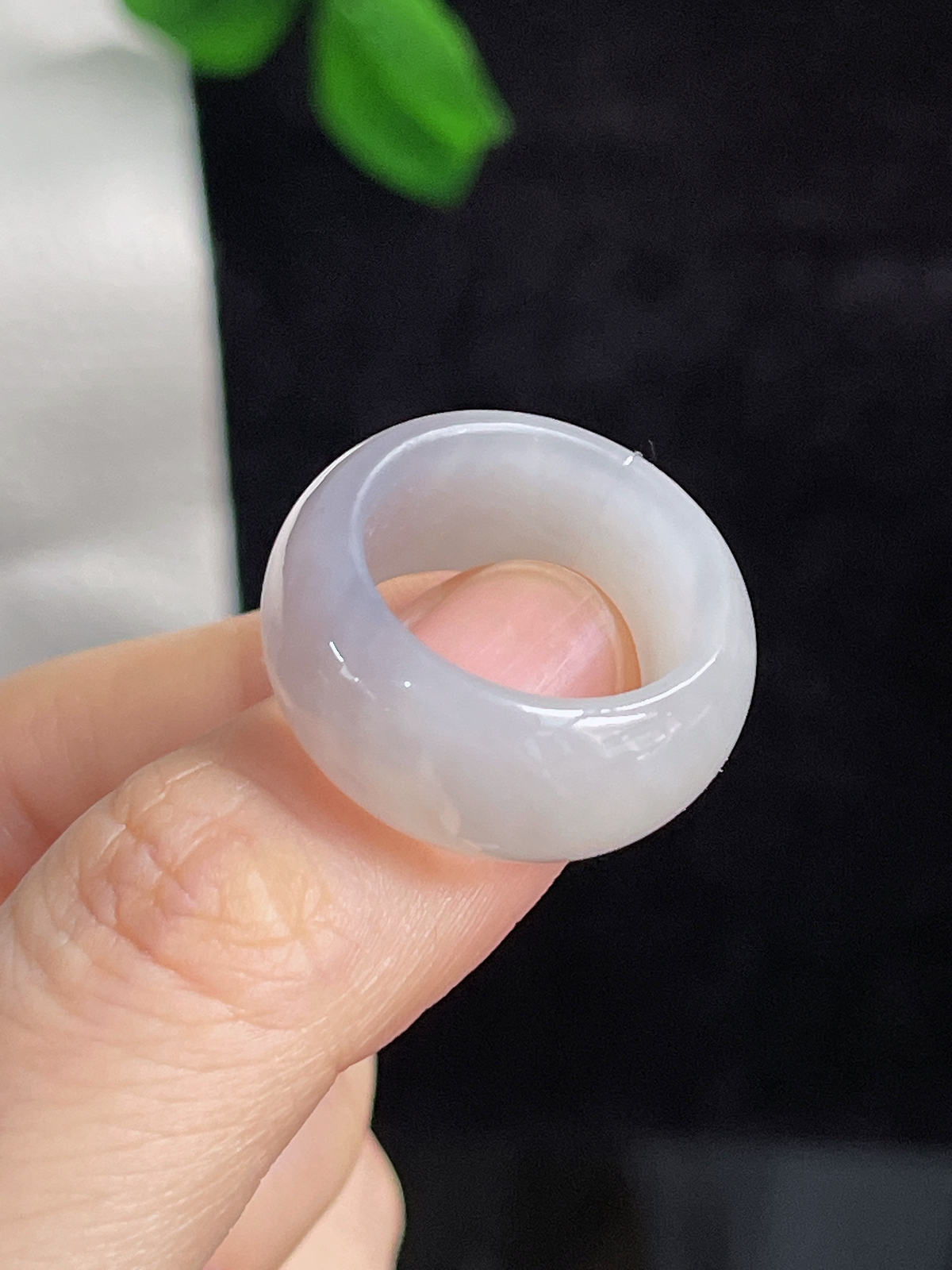 和田玉紫色宽版指环