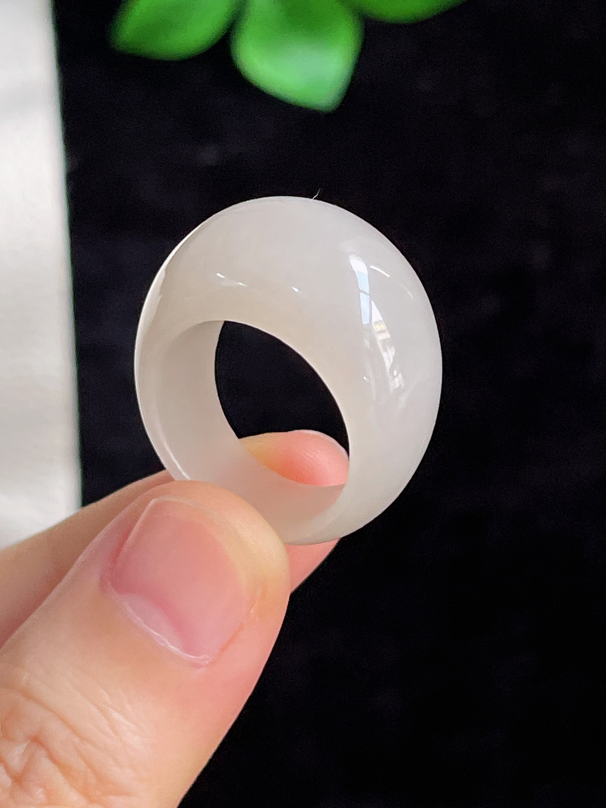 和田玉白玉馒头指环