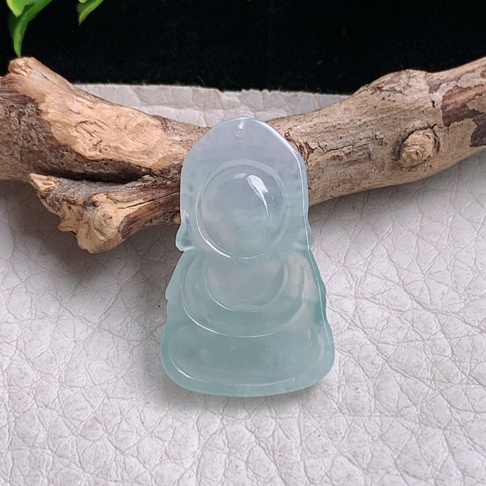 axm实拍29*18*5.2缅甸翡翠冰纯宝宝佛 开心佛玉吊坠 玉挂件