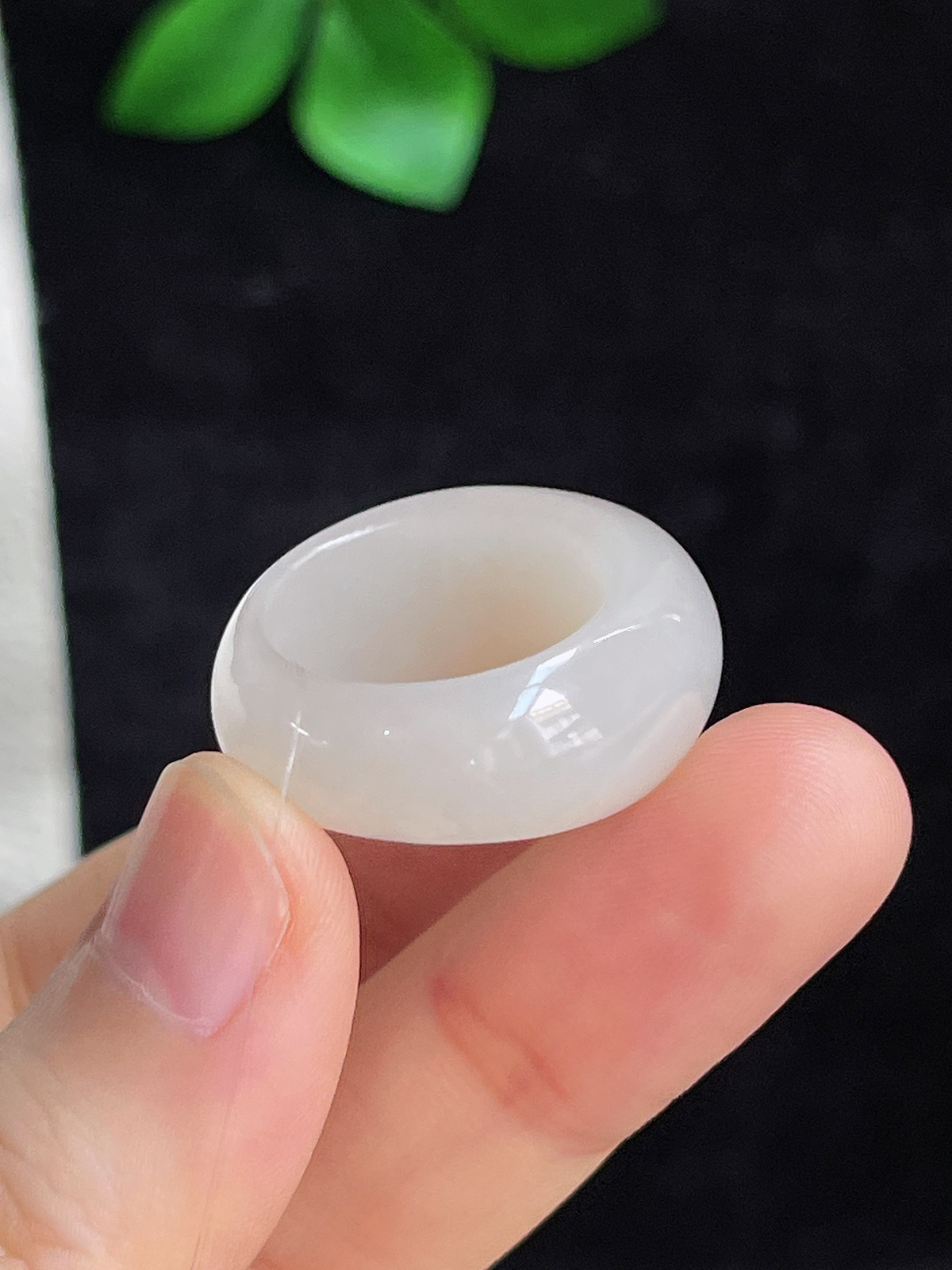 和田玉白玉馒头指环