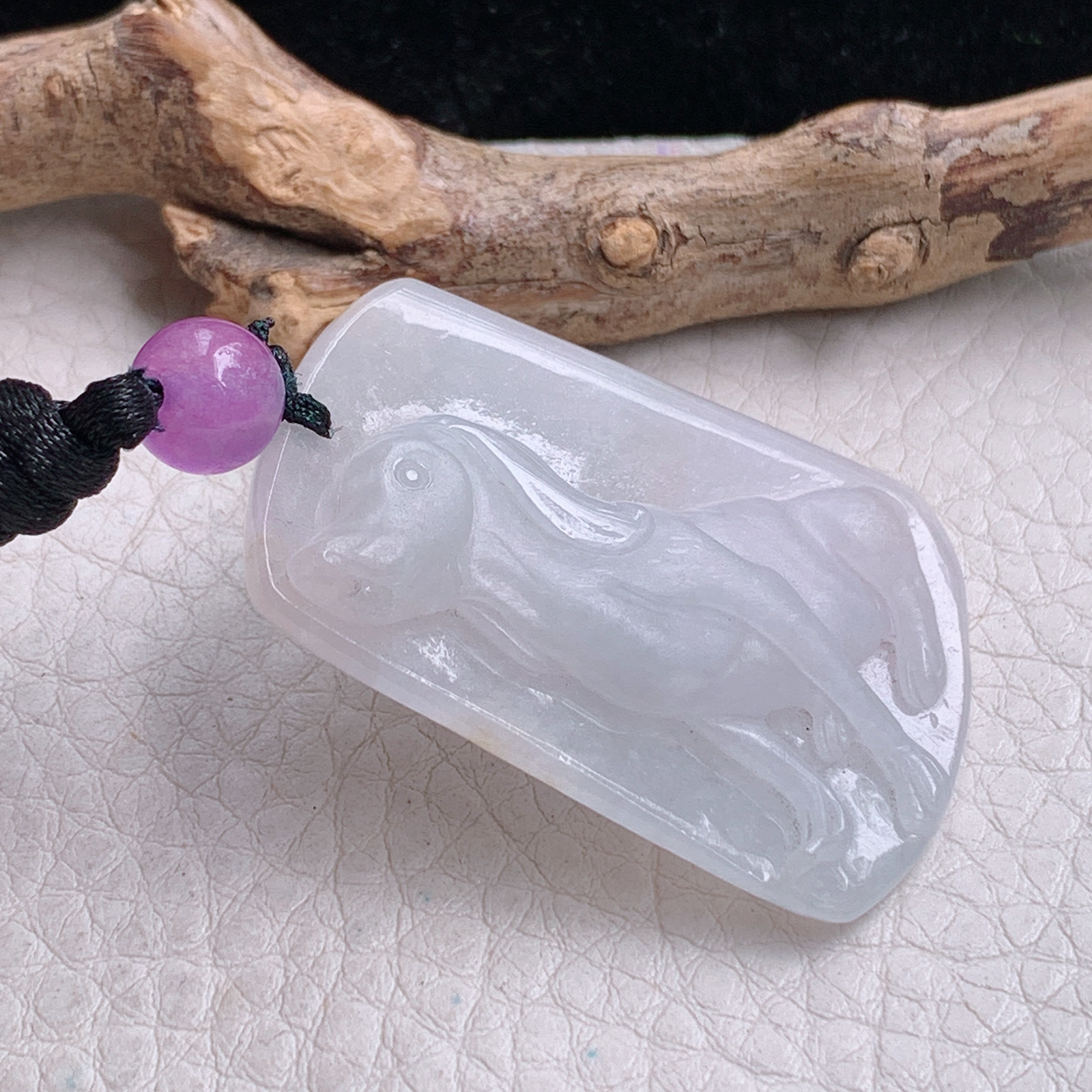 t实拍40.8*29.5*6缅甸翡翠A货精雕冰纯立体狗 招财旺财玉吊坠 玉挂件