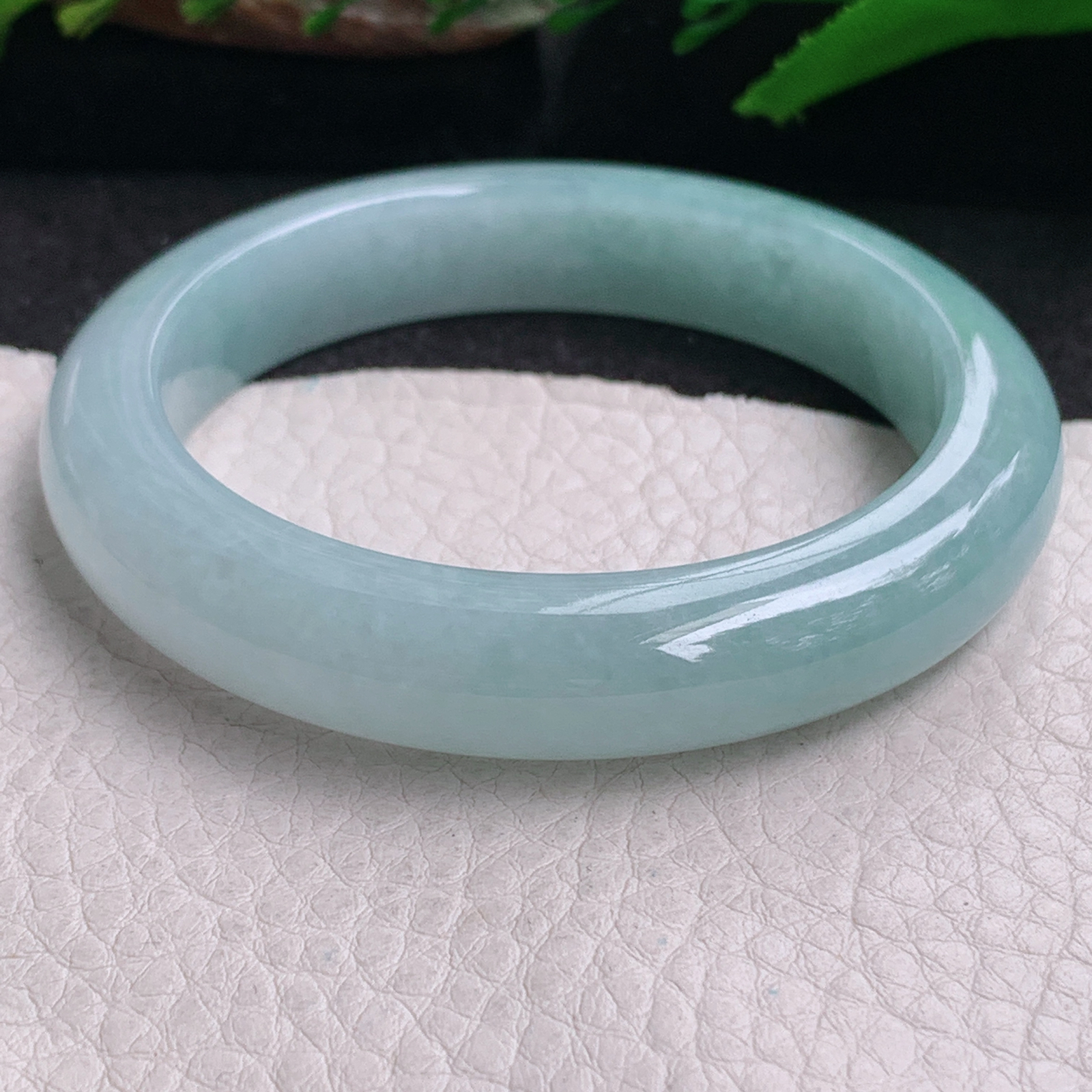r实拍55*11.6*8.5平安镯 缅甸翡翠a货手镯冰蓝女款正圈玉镯子