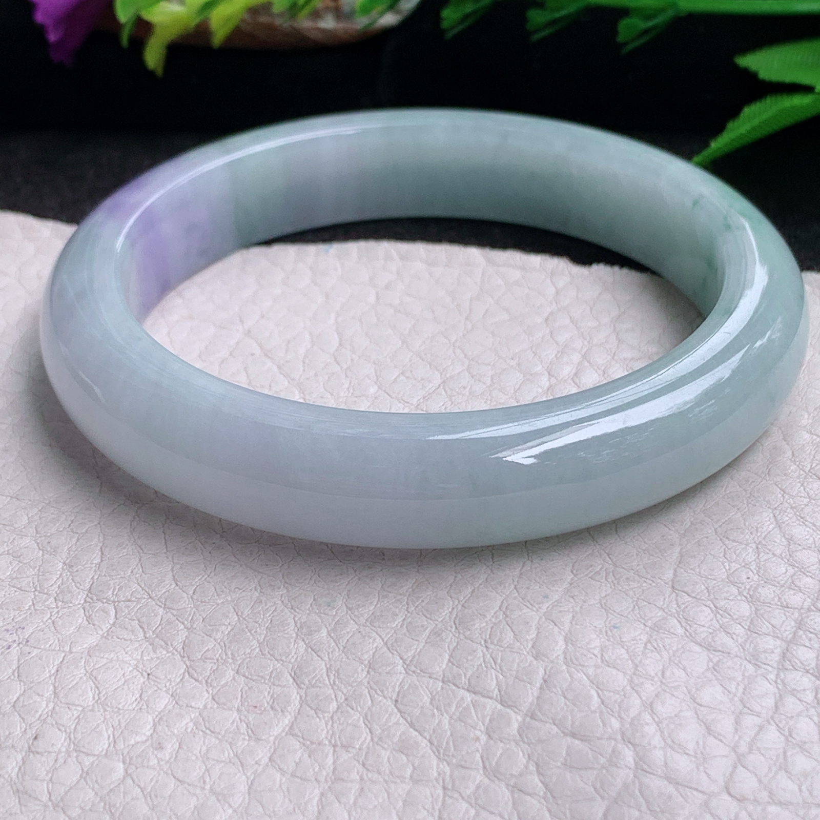 nr大圈口62*12.3*9平安镯 缅甸翡翠a货手镯春带彩正圈玉镯子