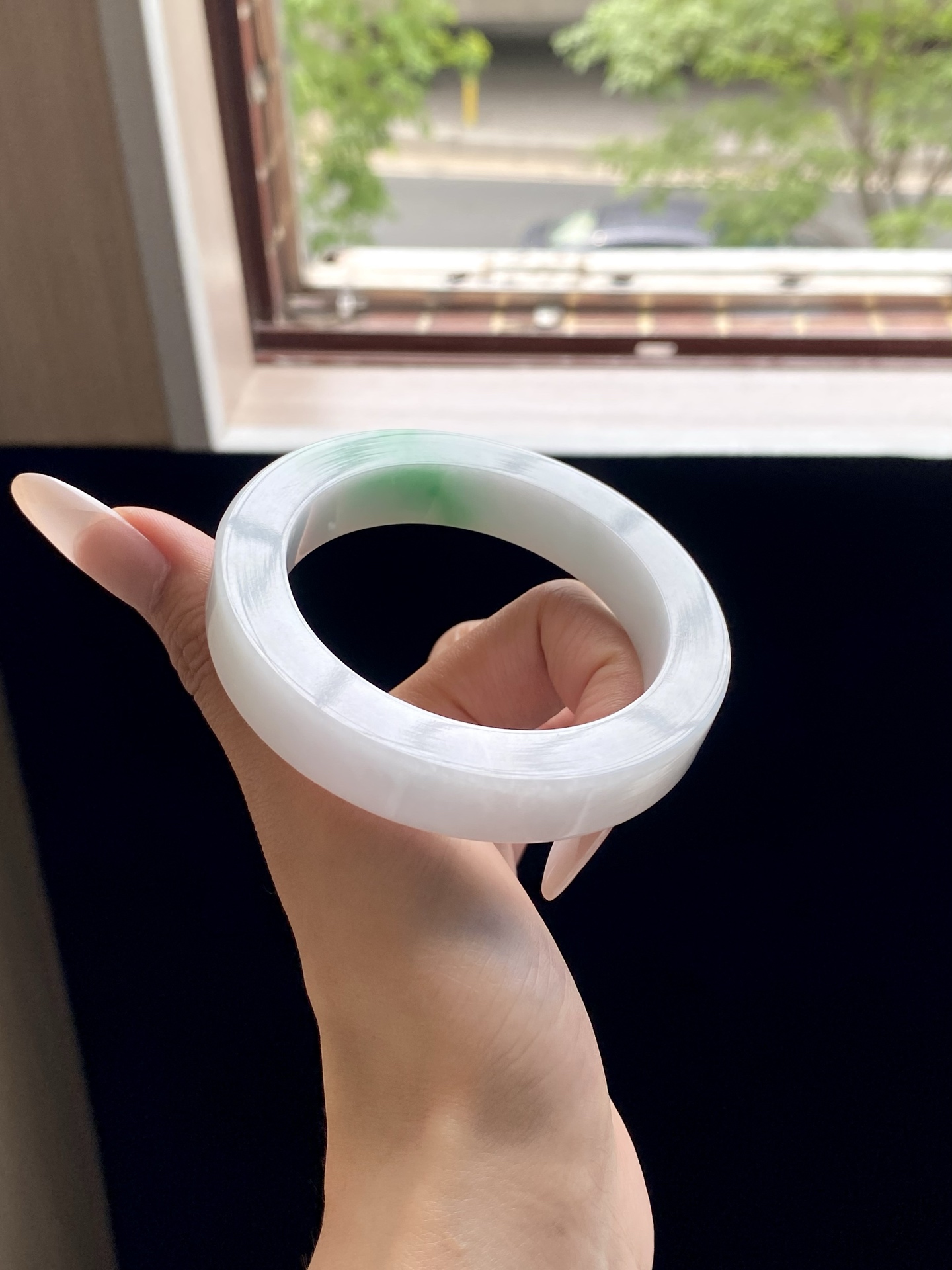 白底青镯胚，A0422-11，⭕️76.8-57-12.5-10，可做57～60正圈