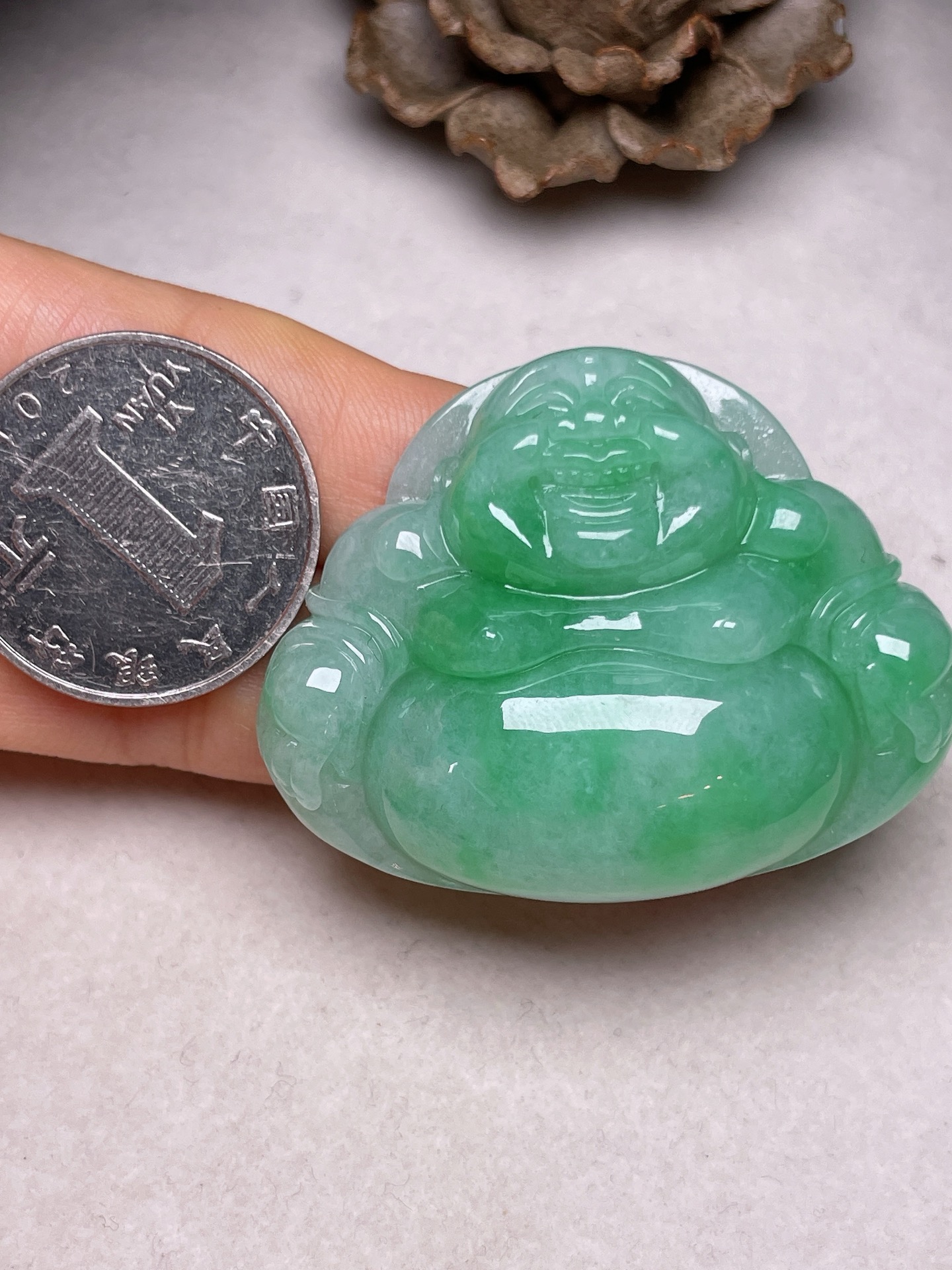 ️ 大坐佛，冰糯种满色，无裂，尺寸36.6/47.2/12.9