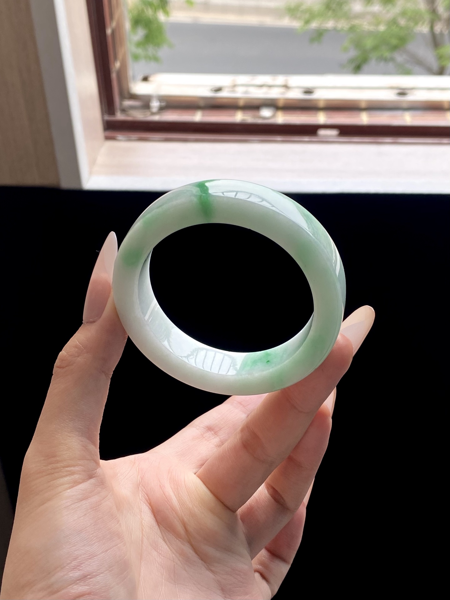 小圈口白底青镯胚，A0422-4，70-53-12.3-8.8，可做53～54正圈