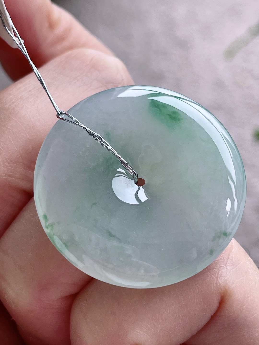 【裸石】平安扣吊坠，缅料，无裂，性比高，尺寸31.6/6，重量12.4克