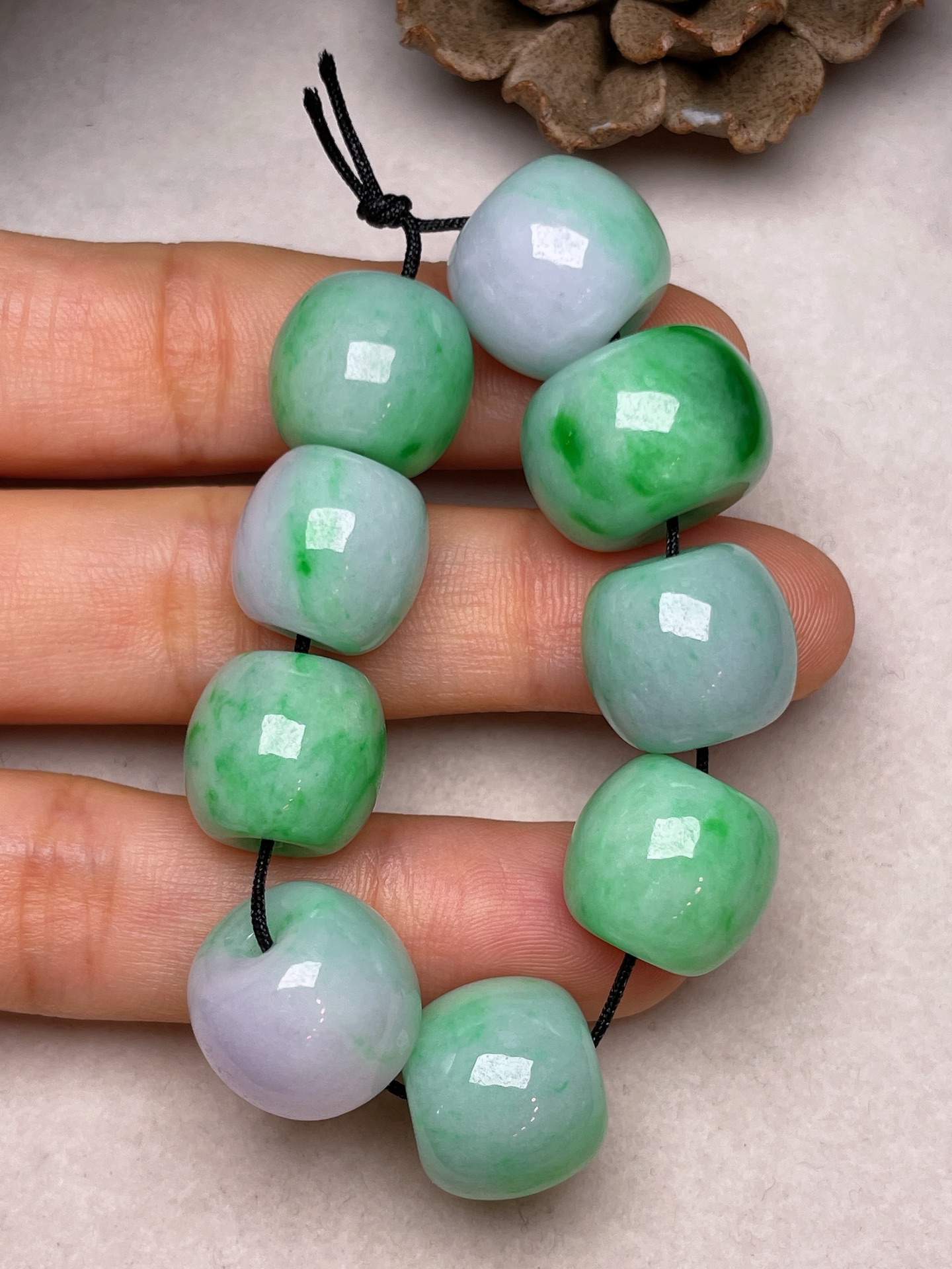 ️ 路路通，冰糯种春彩色，无裂，尺寸12.6/13.2、12.3/14、12.2/16.7