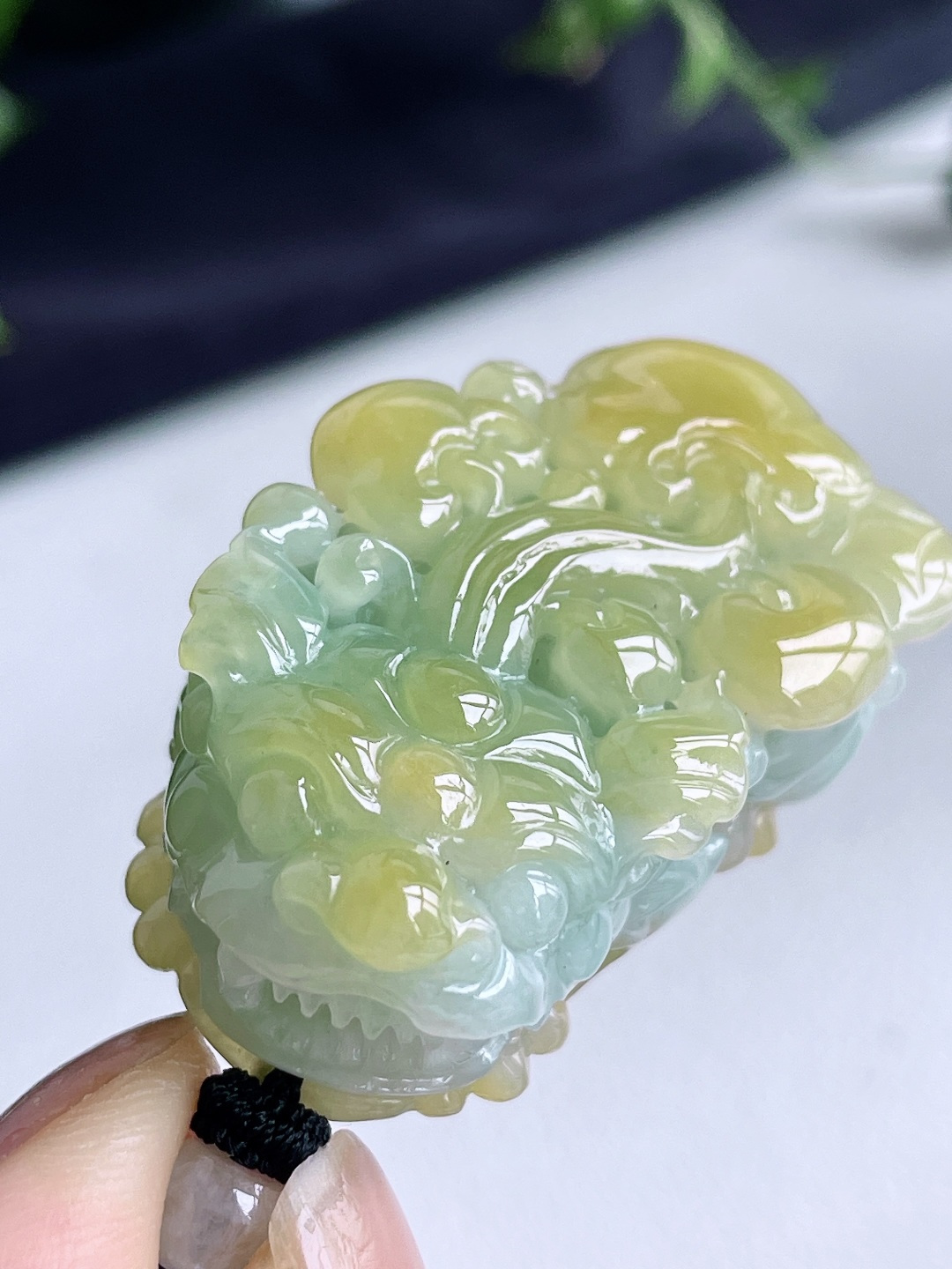 【裸石】冰飘黄翡貔貅吊坠，缅料，无裂，性比高，尺寸40.8/24.5/14.8，重量33.8克