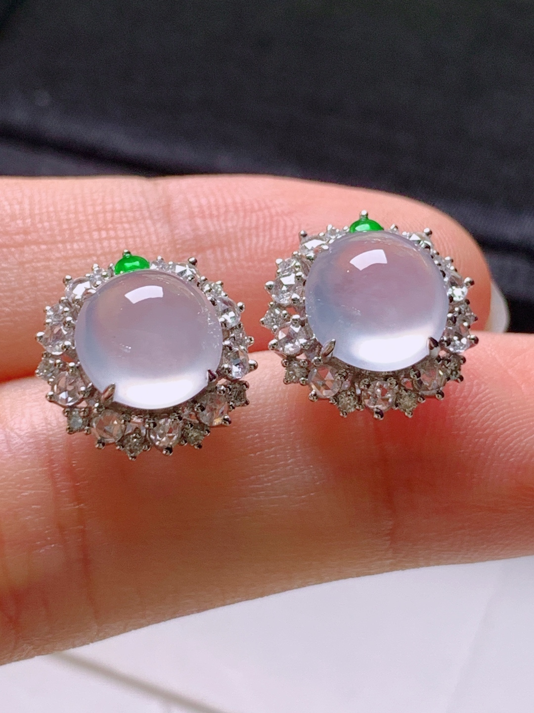 ️ 冰种旦面耳钉，无裂通透起光，种水，裸石8.5/8.3/3.8