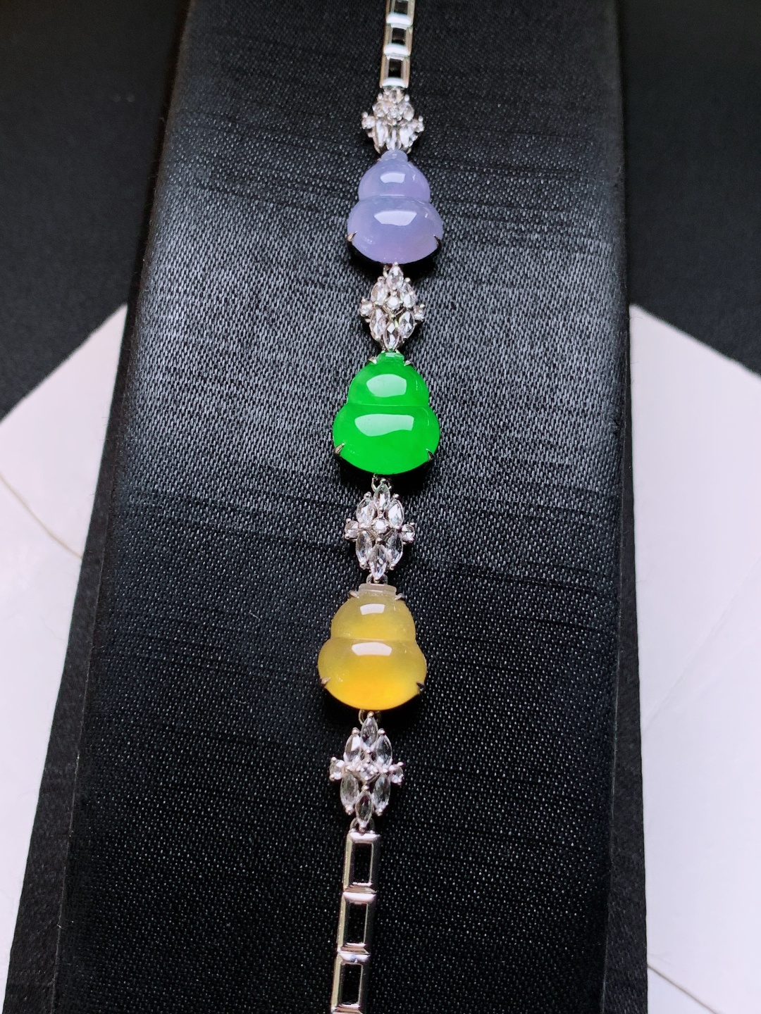 ️ 多宝葫芦手链，色正阳绿，五彩斑斓，裸石11.6/9.4/2.5