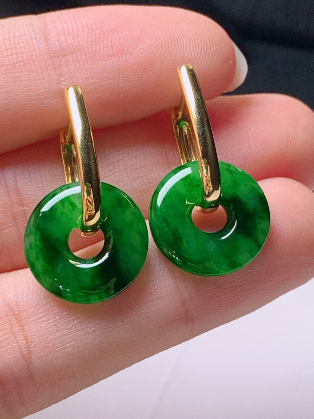 ️ 冰辣绿甜甜圈耳坠，无裂色辣水润，裸石13.8-2.9