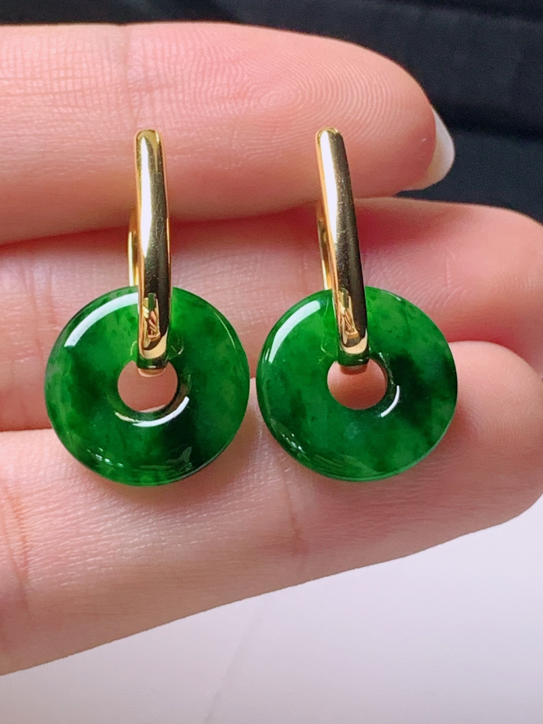 ️ 冰辣绿甜甜圈耳坠，无裂色辣水润，裸石13.8-2.9