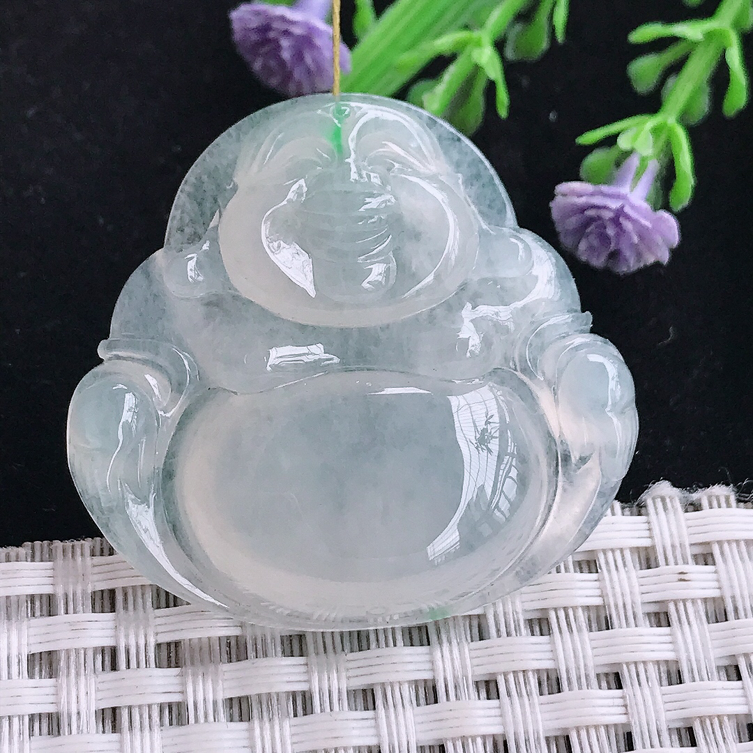 实拍A货翡翠36.6/38.8/7.6老坑冰种佛公吊坠翡翠玉佛挂件