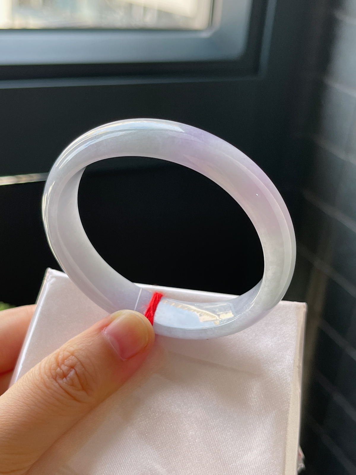 贵妃镯54.2圈口，翡翠糯化种紫罗兰手镯