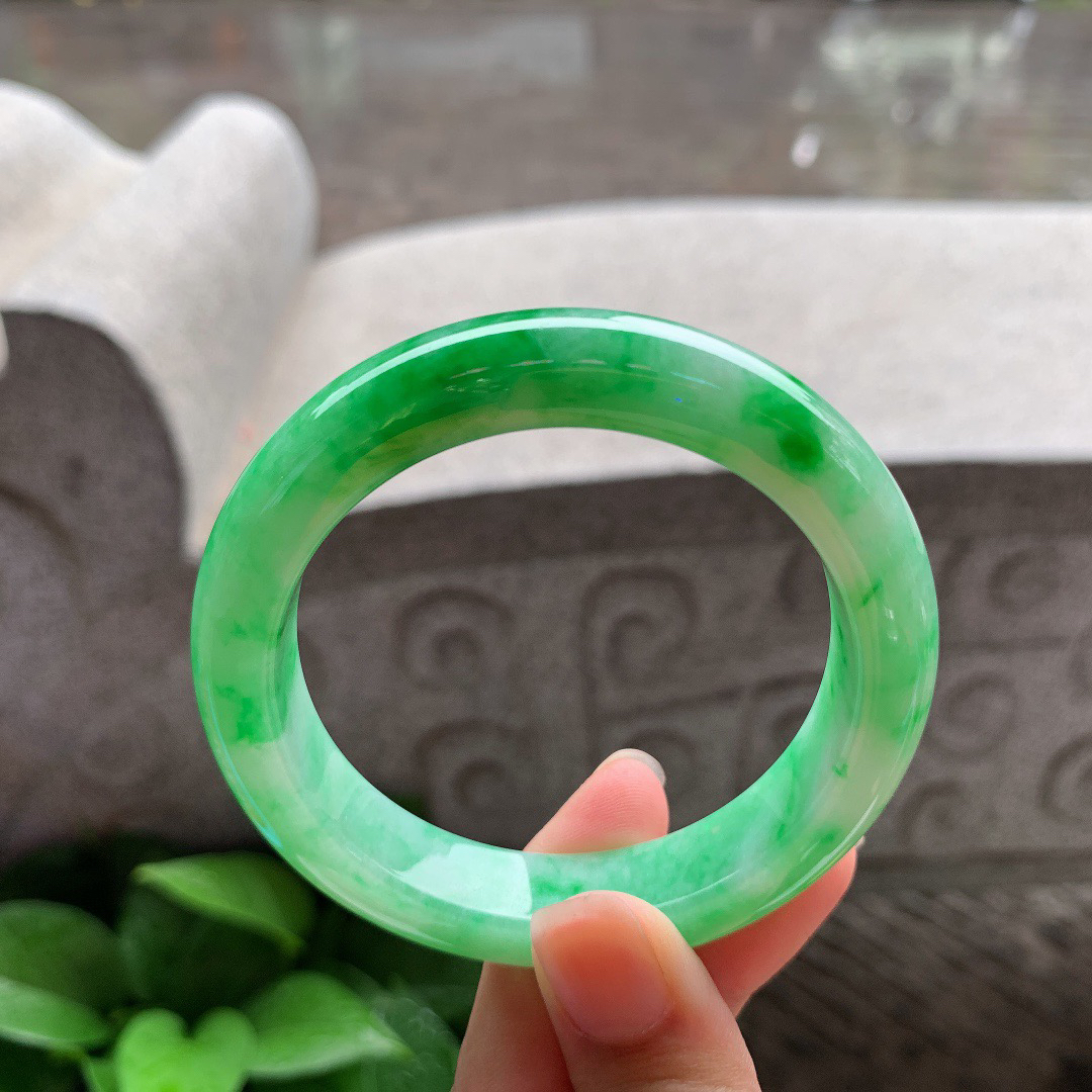 小圈口53.6-11.7-8.8 【满绿正圈手镯】正圈53 54可戴