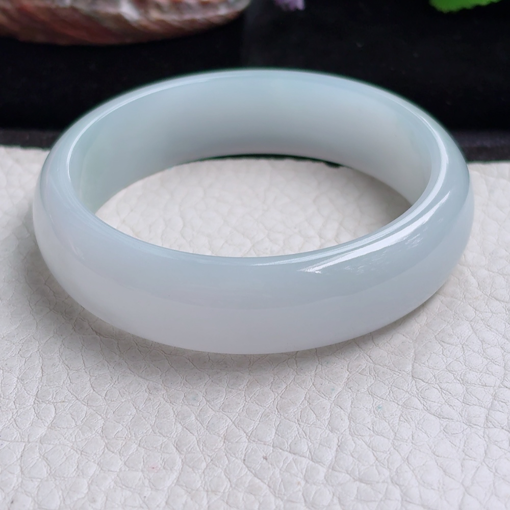 ee实拍56*15.5*6.6轮胎镯 缅甸翡翠a货手镯飘冰润正圈玉镯子