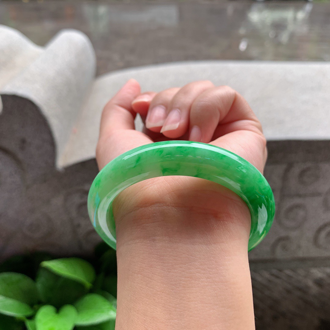 小圈口53.6-11.7-8.8 【满绿正圈手镯】正圈53 54可戴