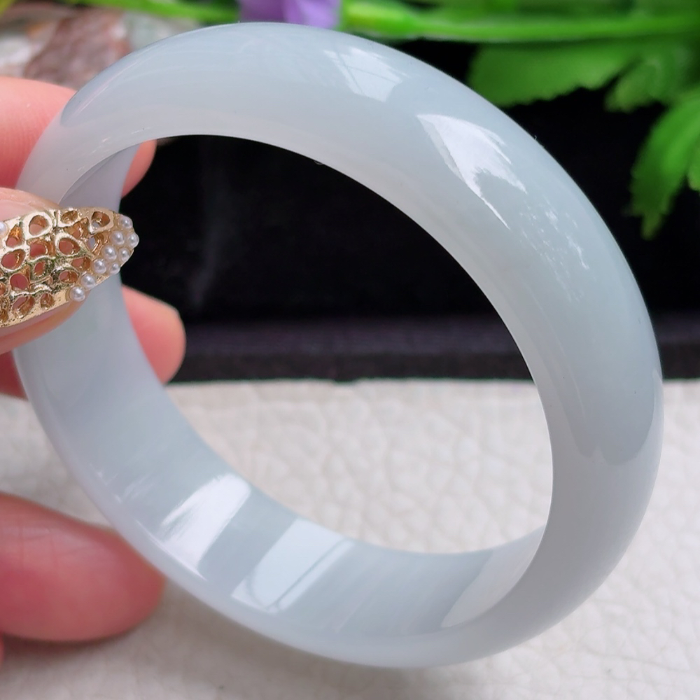 ee实拍56*15.5*6.6轮胎镯 缅甸翡翠a货手镯飘冰润正圈玉镯子