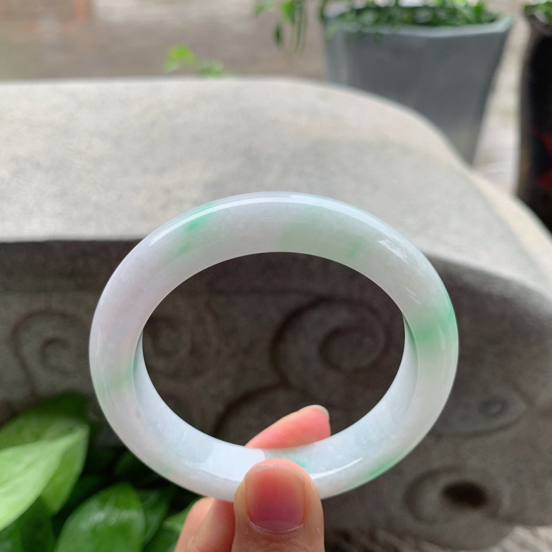 圈口56.5-11.9-9.4【白底青正圈手镯】正圈56 57可戴