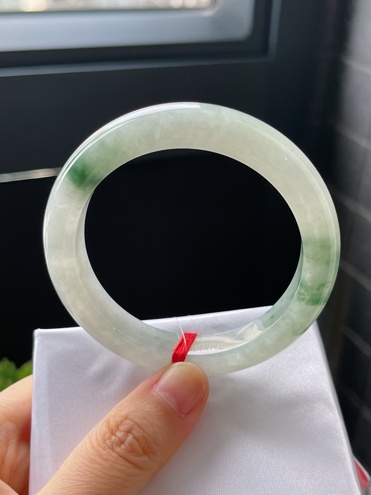 正圈53圈口，翡翠冰糯种飘花手镯