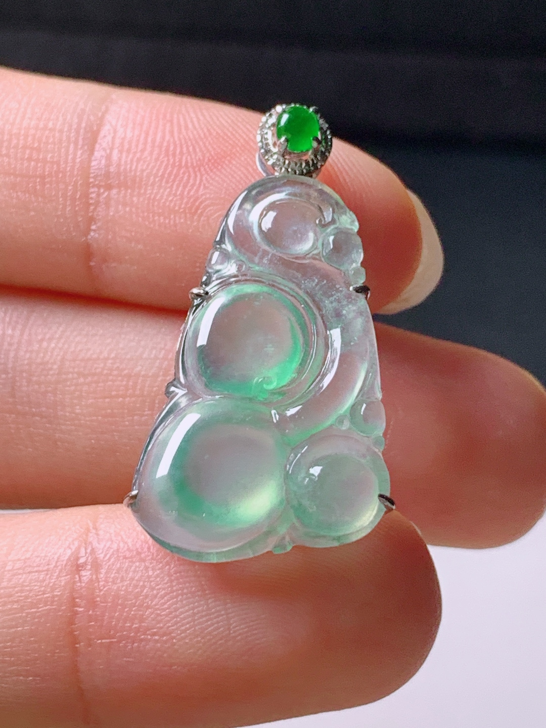 ️ 冰种绿如意吊坠，无裂通透翠绿，裸石25.5-15.5-4.130.7-6.5