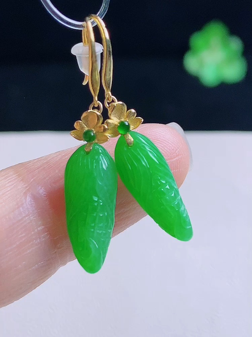 18k玉米耳环，无裂，尺寸18/5.3/4.0，编号c2  27