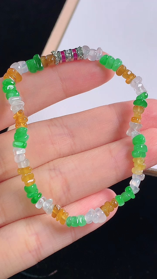 三彩原石手链，，尺寸5.0/3.1/1.7mm，25