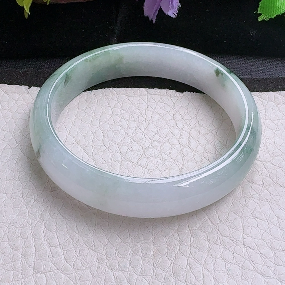 xx实拍54*12.5*6.6平安镯 缅甸翡翠a货手镯飘花正圈玉镯子