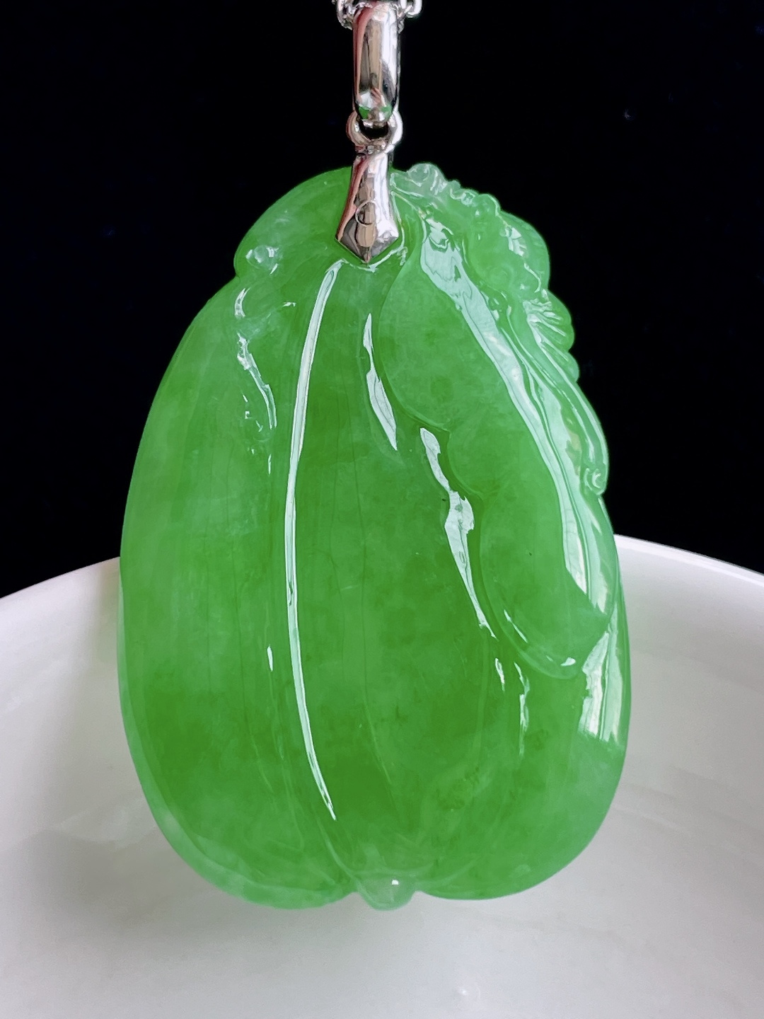 ️ 满色福瓜 色绿无比 水头十足：39/26/5.6，编号