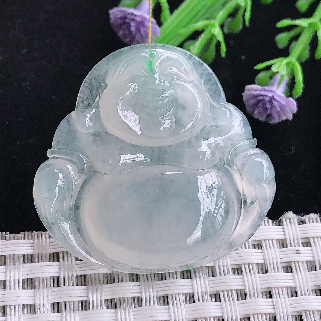 实拍A货翡翠36.6/38.8/7.6老坑冰种佛公吊坠翡翠玉佛挂件